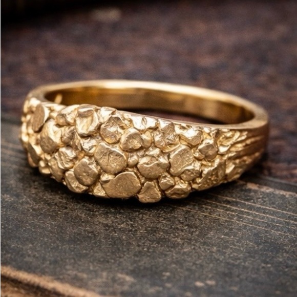 None Other - Vintage 10K Solid Gold Nugget Cluster Pinky Ring Size 6.25 Statement Band